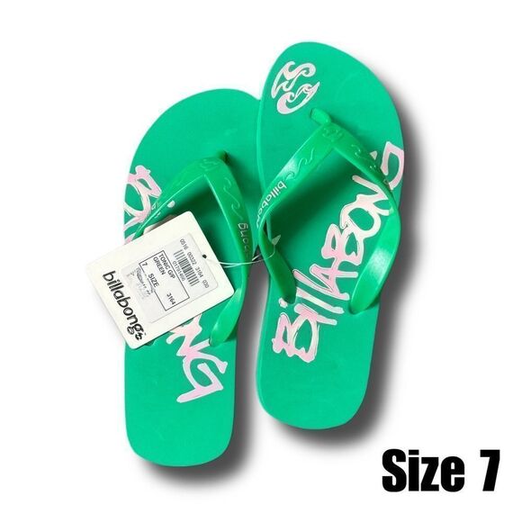 Billabong Flip Flop Thong Sandals, Green, Women’s Size 7, New with Tags - Picture 1 of 5